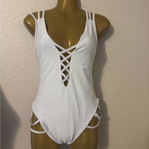 White Strappy One-Piece Swimsuit